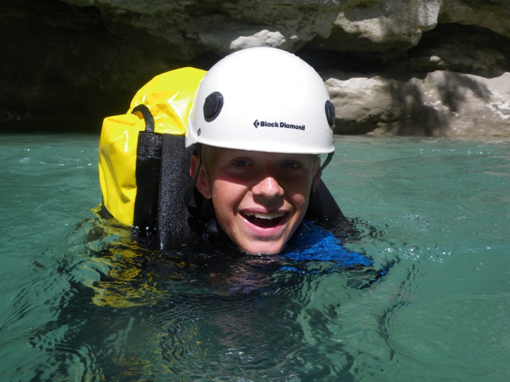 Couloir Samson vertigo verdon jeune dans l'eau